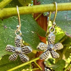 Sterling Silver, 925 Silpada Retired Textured Flower Dangle Earrings, 6.5 Grams